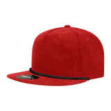 Decky 5 Panel High Profile Relaxed Corduroy Rope Hat | Decky 6043 Red/Black Standard Hats