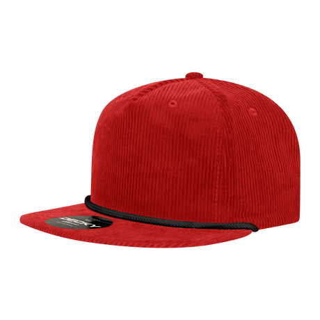 Decky 5 Panel High Profile Relaxed Corduroy Rope Hat | Decky 6043 Red/Black Standard Hats