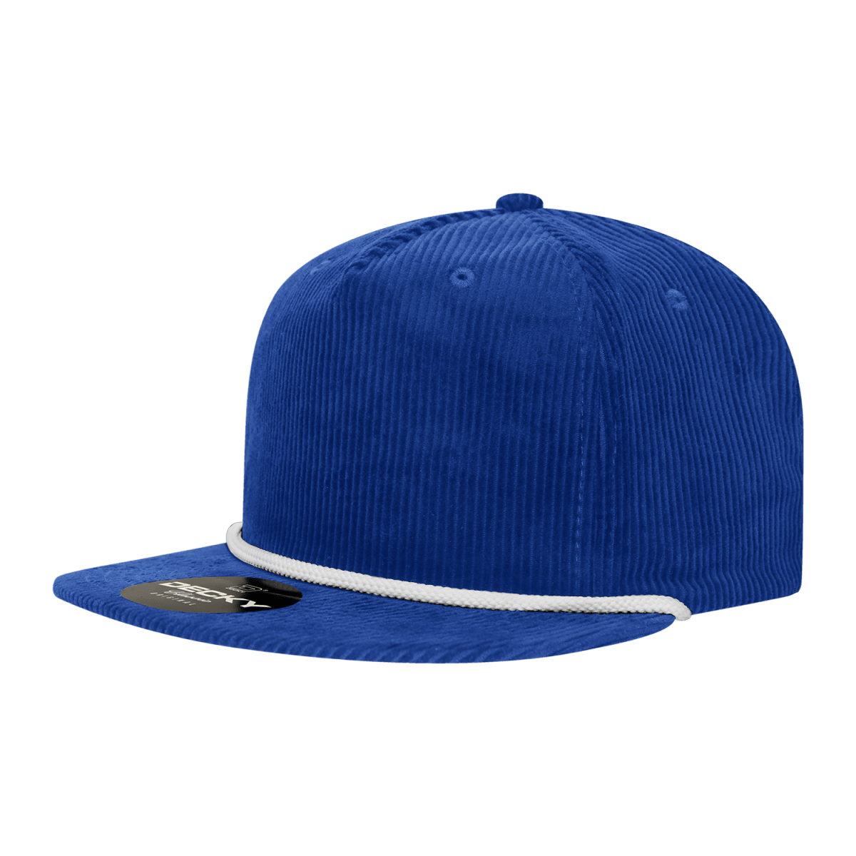 Decky 5 Panel High Profile Relaxed Corduroy Rope Hat | Decky 6043 Royal/White Standard Hats