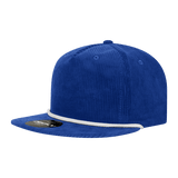 Decky 5 Panel High Profile Relaxed Corduroy Rope Hat | Decky 6043 Royal/White Standard Hats