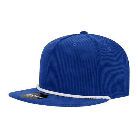 Decky 5 Panel High Profile Relaxed Corduroy Rope Hat | Decky 6043 Royal/White Standard Hats
