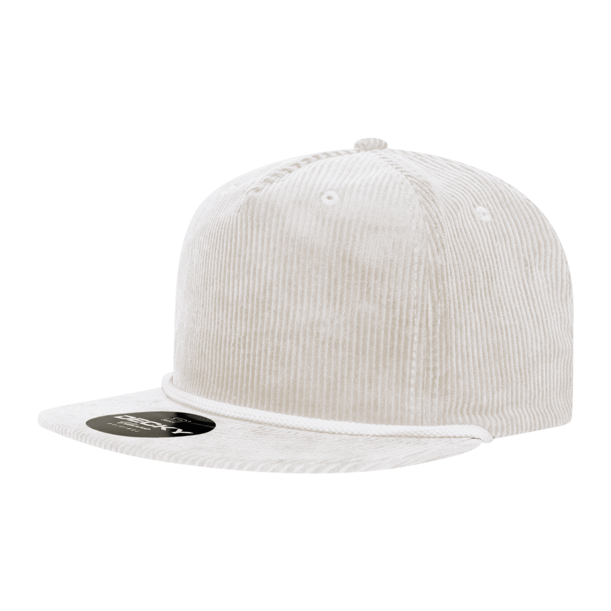 Decky 5 Panel High Profile Relaxed Corduroy Rope Hat | Decky 6043 White Standard Hats