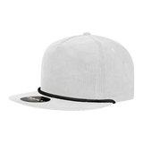 Decky 5 Panel High Profile Relaxed Corduroy Rope Hat | Decky 6043 White/Black Standard Hats