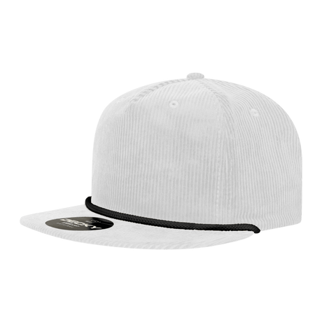 Decky 5 Panel High Profile Relaxed Corduroy Rope Hat | Decky 6043 White/Black Standard Hats