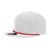 Decky 5 Panel High Profile Relaxed Corduroy Rope Hat | Decky 6043 White/Red Standard Hats