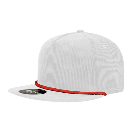 Decky 5 Panel High Profile Relaxed Corduroy Rope Hat | Decky 6043 White/Red Standard Hats