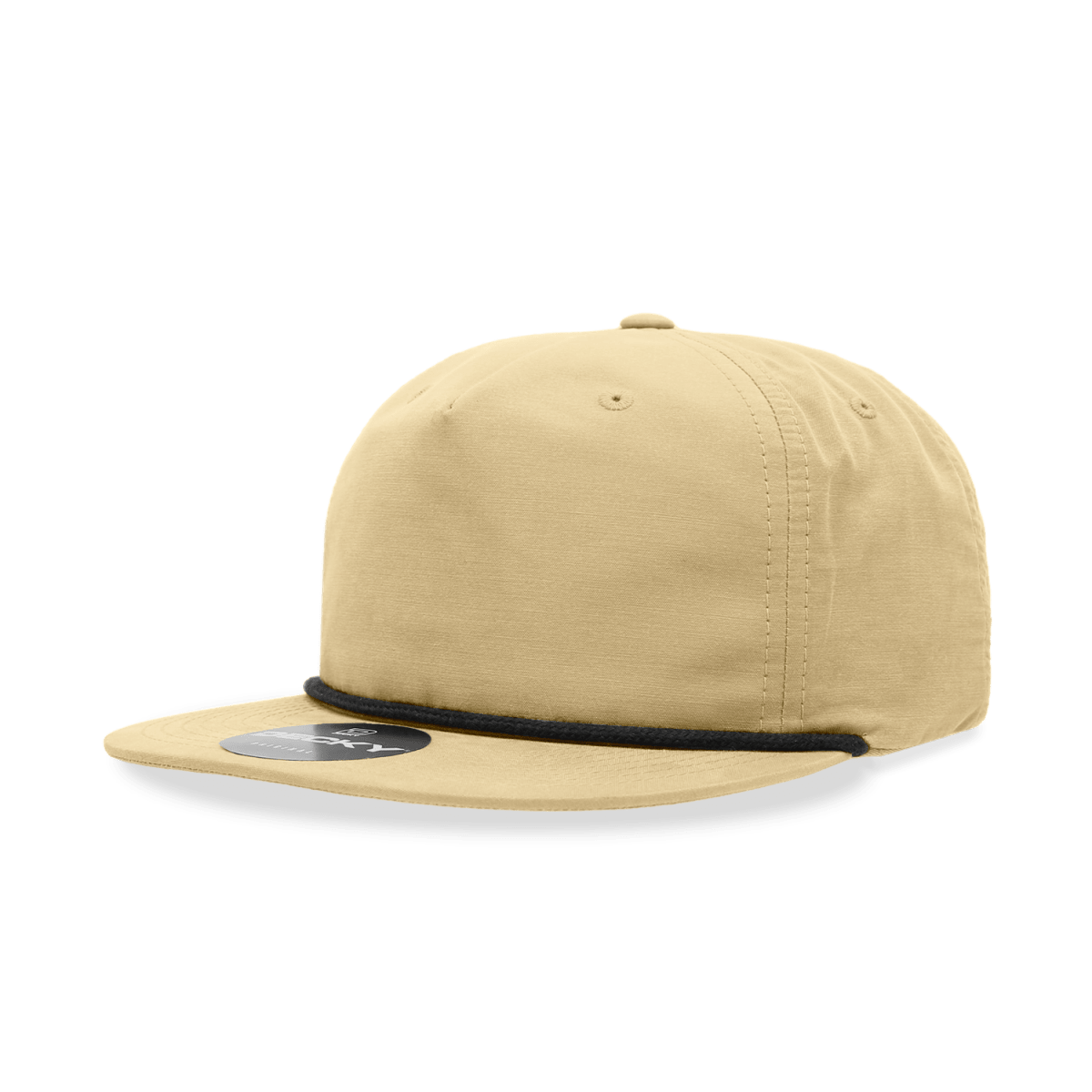 Decky 5 Panel High Profile Relaxed Cotton Blend Rope Hat | Decky 6032 Birch/Black Standard Hats