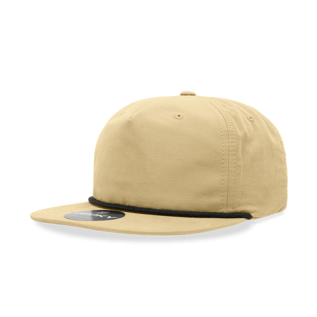 Decky 5 Panel High Profile Relaxed Cotton Blend Rope Hat | Decky 6032 Birch/Black Standard Hats