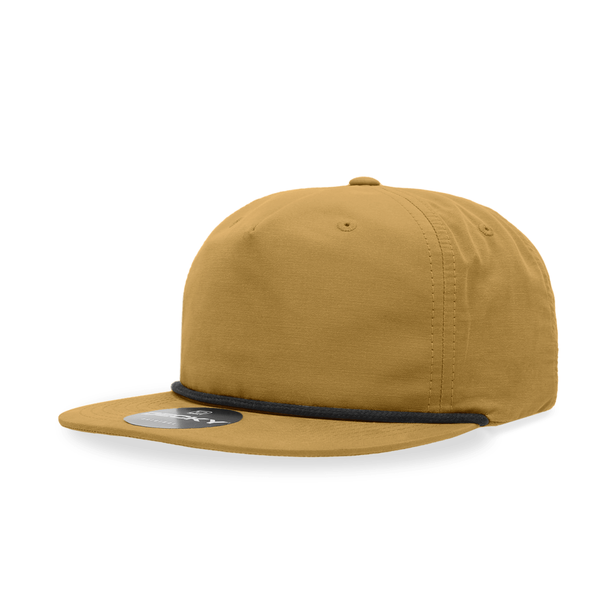 Decky 5 Panel High Profile Relaxed Cotton Blend Rope Hat | Decky 6032 Biscuit/Black Standard Hats
