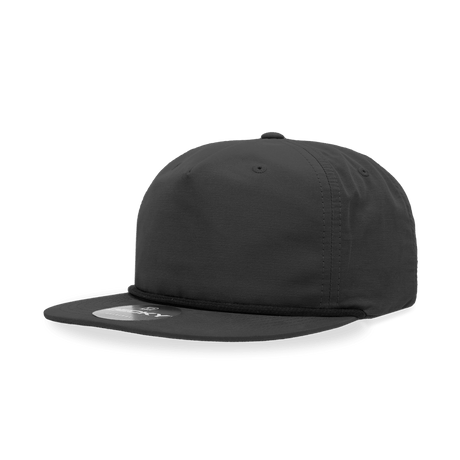 Decky 5 Panel High Profile Relaxed Cotton Blend Rope Hat | Decky 6032 Black Standard Hats