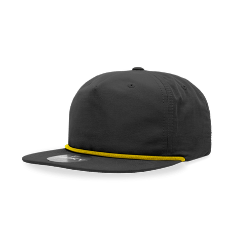 Decky 5 Panel High Profile Relaxed Cotton Blend Rope Hat | Decky 6032 Black/Gold Standard Hats