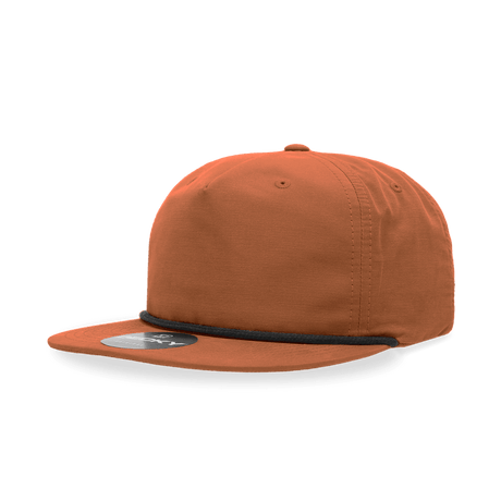 Decky 5 Panel High Profile Relaxed Cotton Blend Rope Hat | Decky 6032 BurntOrange/Black Standard Hats