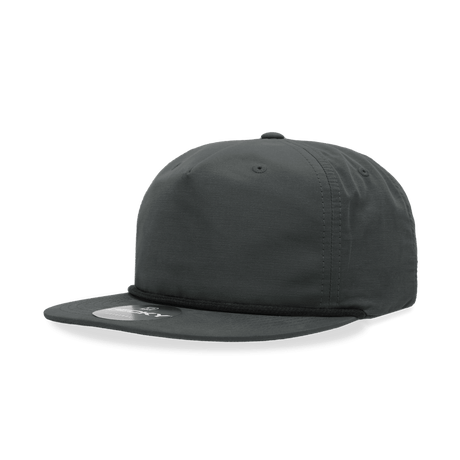 Decky 5 Panel High Profile Relaxed Cotton Blend Rope Hat | Decky 6032 Charcoal/Black Standard Hats