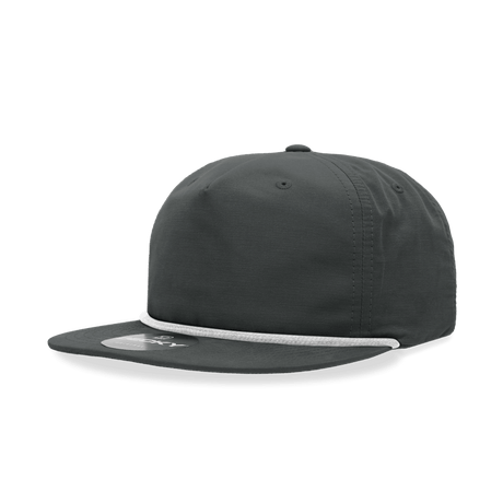 Decky 5 Panel High Profile Relaxed Cotton Blend Rope Hat | Decky 6032 Charcoal/White Standard Hats