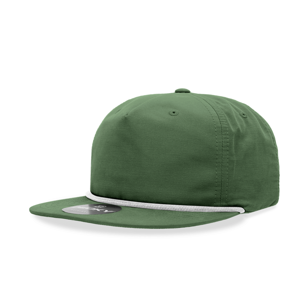Decky 5 Panel High Profile Relaxed Cotton Blend Rope Hat | Decky 6032 Forest/White Standard Hats