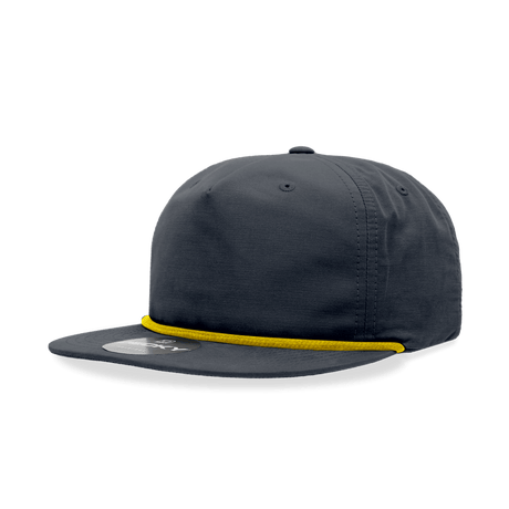 Decky 5 Panel High Profile Relaxed Cotton Blend Rope Hat | Decky 6032 Navy/Gold Standard Hats