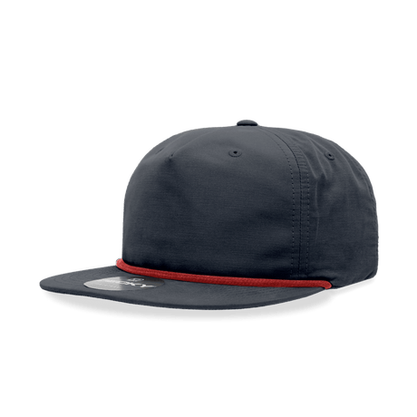 Decky 5 Panel High Profile Relaxed Cotton Blend Rope Hat | Decky 6032 Navy/Red Standard Hats