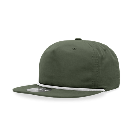 Decky 5 Panel High Profile Relaxed Cotton Blend Rope Hat | Decky 6032 Olive/White Standard Hats