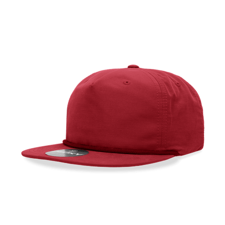 Decky 5 Panel High Profile Relaxed Cotton Blend Rope Hat | Decky 6032 Red Standard Hats