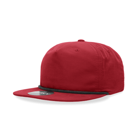 Decky 5 Panel High Profile Relaxed Cotton Blend Rope Hat | Decky 6032 Red/Black Standard Hats