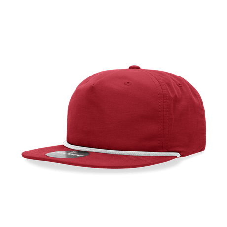 Decky 5 Panel High Profile Relaxed Cotton Blend Rope Hat | Decky 6032 Red/White Standard Hats