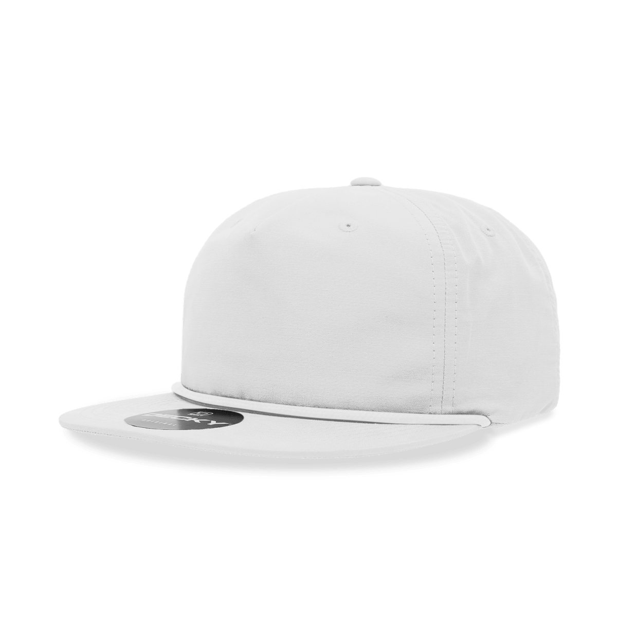 Decky 5 Panel High Profile Relaxed Cotton Blend Rope Hat | Decky 6032 White Standard Hats
