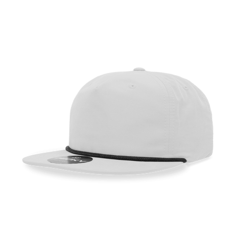 Decky 5 Panel High Profile Relaxed Cotton Blend Rope Hat | Decky 6032 White/Black Standard Hats