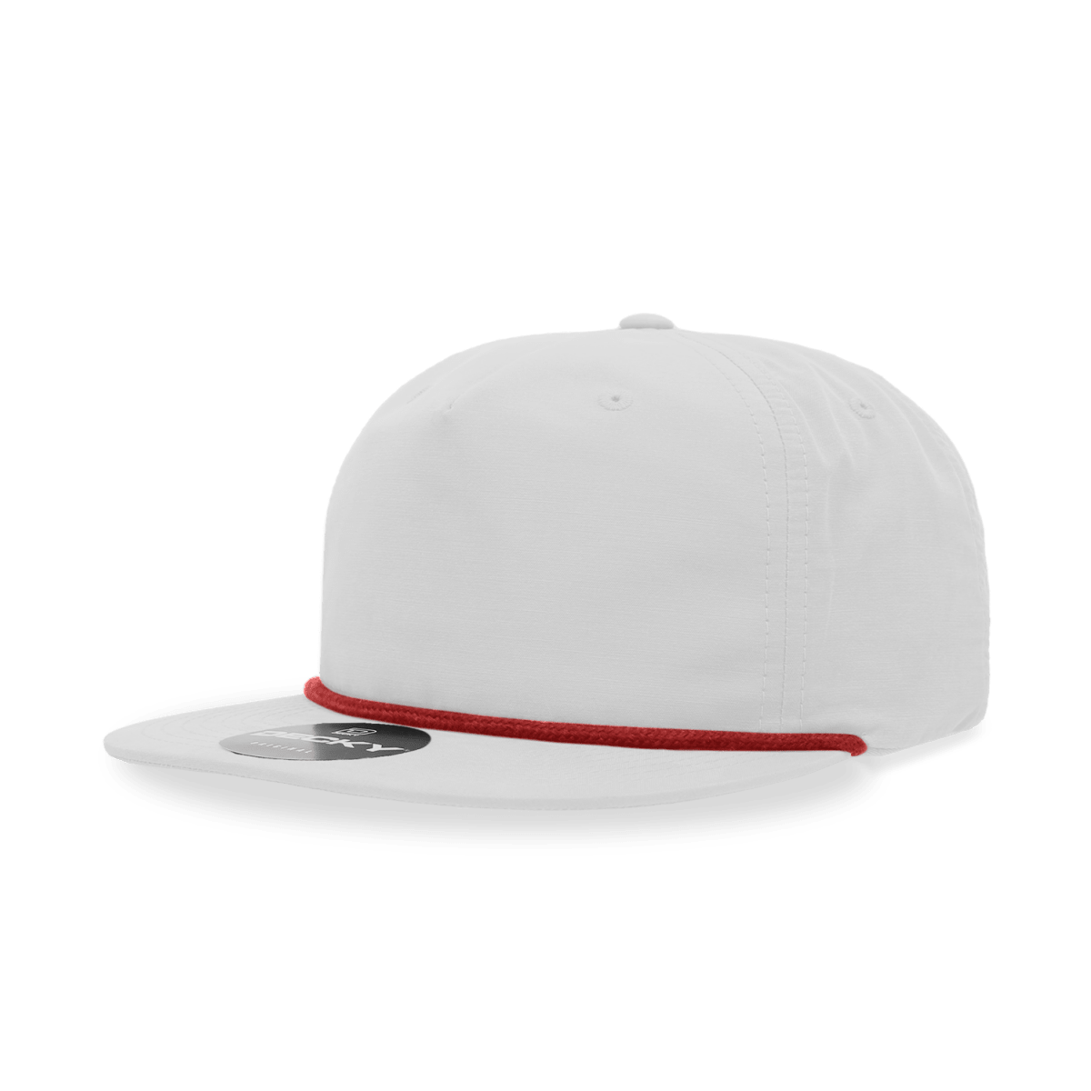 Decky 5 Panel High Profile Relaxed Cotton Blend Rope Hat | Decky 6032 White/Red Standard Hats