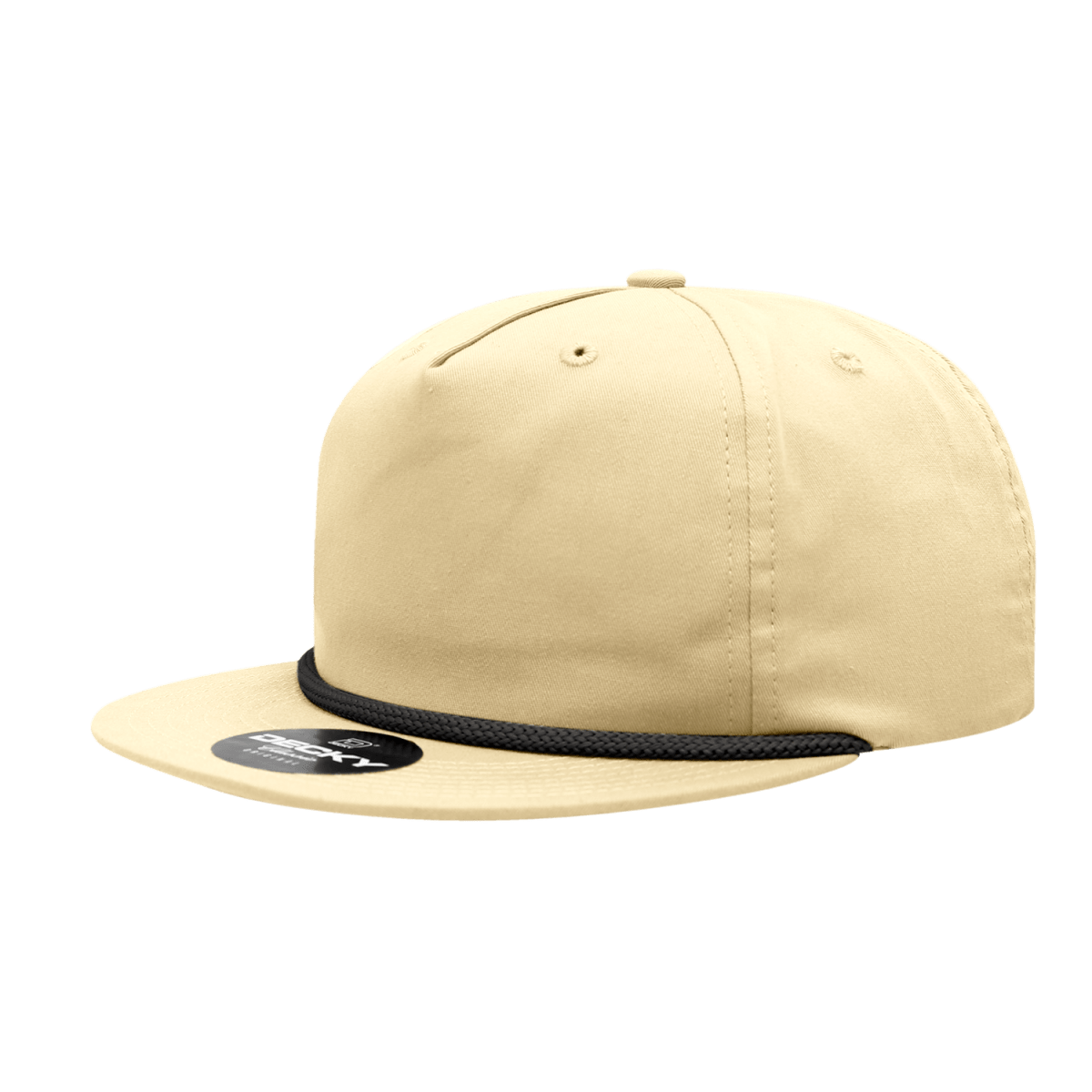 Decky 5 Panel High Profile Relaxed Cotton Blend Rope Hat | Decky 6042 Birch/Black Standard Hats