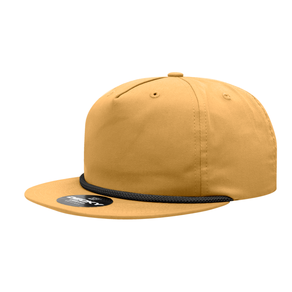 Decky 5 Panel High Profile Relaxed Cotton Blend Rope Hat | Decky 6042 Biscuit/Black Standard Hats
