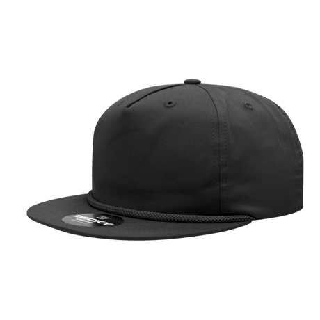 Decky 5 Panel High Profile Relaxed Cotton Blend Rope Hat | Decky 6042 Black Standard Hats