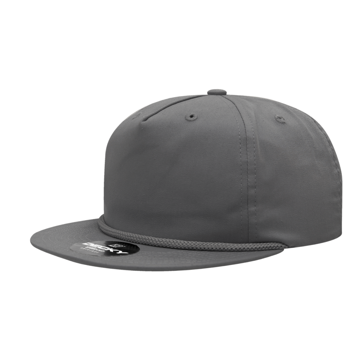 Decky 5 Panel High Profile Relaxed Cotton Blend Rope Hat | Decky 6042 Charcoal Standard Hats