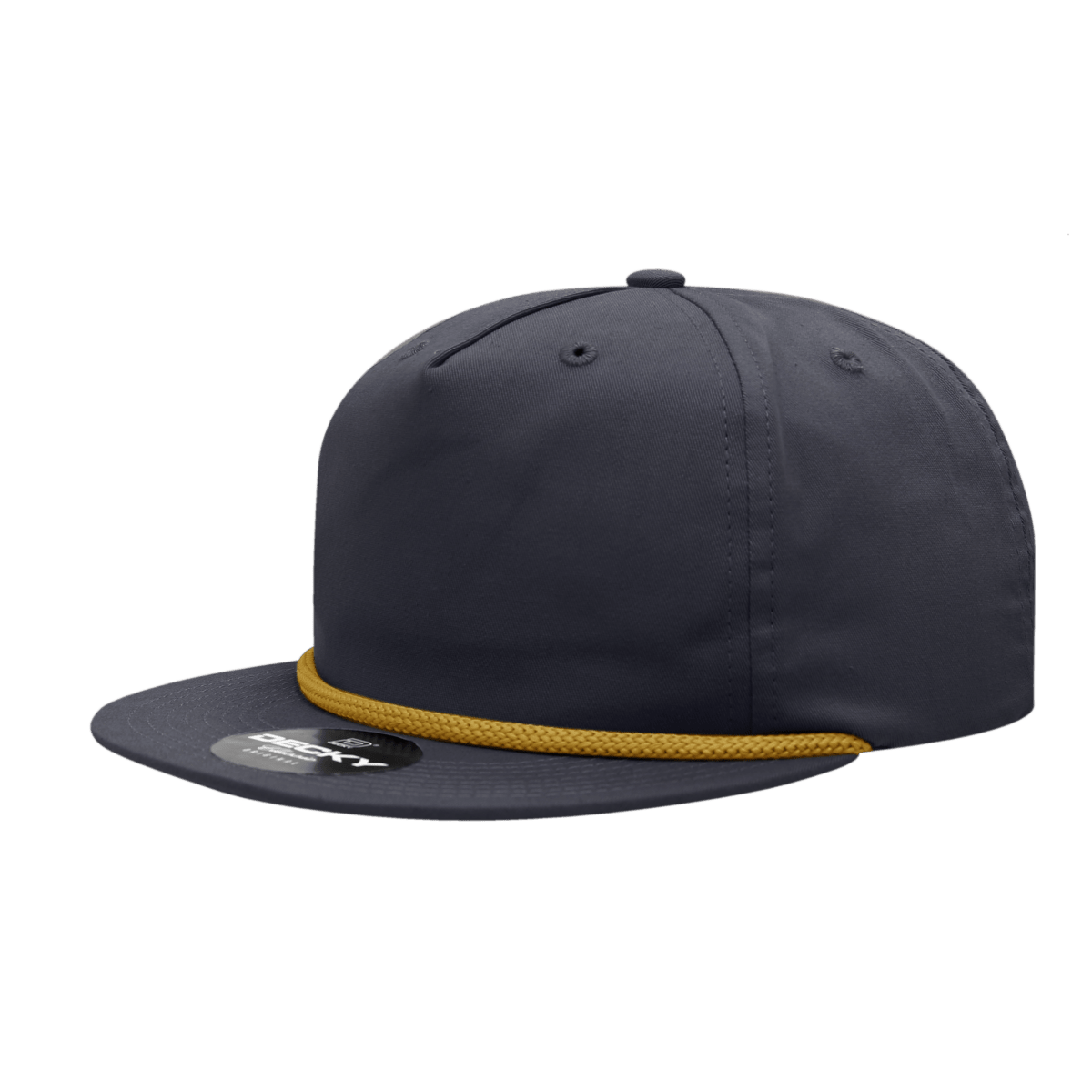 Decky 5 Panel High Profile Relaxed Cotton Blend Rope Hat | Decky 6042 Gold Rope Gold Rope Hats