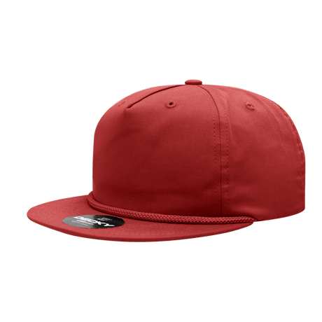 Decky 5 Panel High Profile Relaxed Cotton Blend Rope Hat | Decky 6042 Red Standard Hats