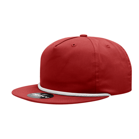 Decky 5 Panel High Profile Relaxed Cotton Blend Rope Hat | Decky 6042 Red/White Standard Hats