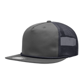 Decky 5 Panel High Profile Relaxed Cotton Blend Trucker w/Rope | Decky 6041 Charcoal/Navy Standard