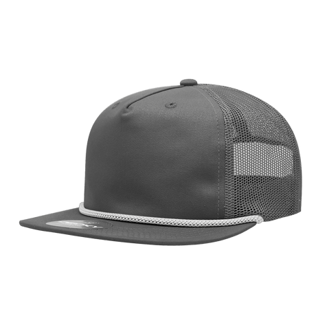 Decky 5 Panel High Profile Relaxed Cotton Blend Trucker w/Rope | Decky 6041 Charcoal/White Standard