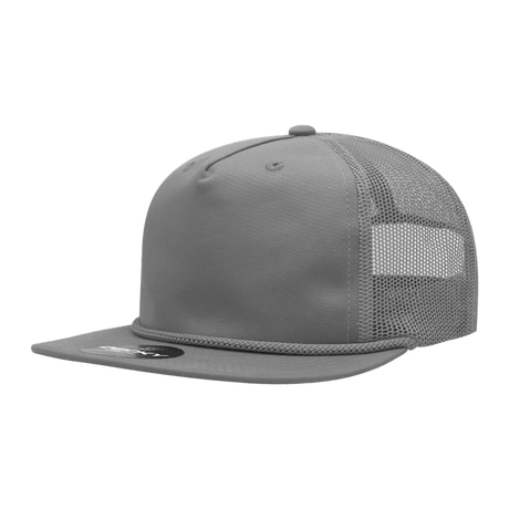 Decky 5 Panel High Profile Relaxed Cotton Blend Trucker w/Rope | Decky 6041 Grey Standard