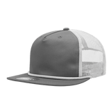 Decky 5 Panel High Profile Relaxed Cotton Blend Trucker w/Rope | Decky 6041 Grey/White Standard