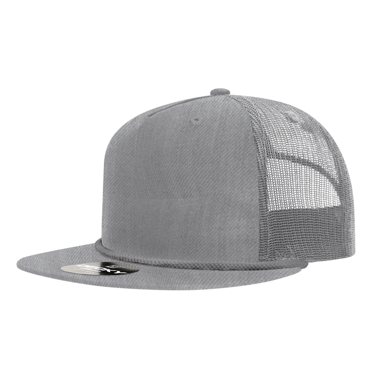 Decky 5 Panel High Profile Relaxed Cotton Blend Trucker w/Rope | Decky 6041 Heather Grey Standard