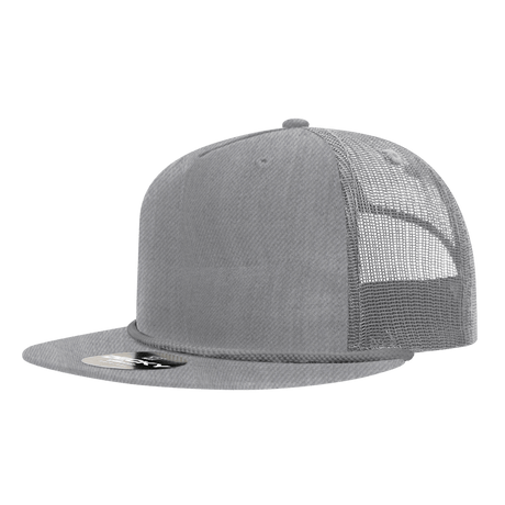 Decky 5 Panel High Profile Relaxed Cotton Blend Trucker w/Rope | Decky 6041 Heather Grey Standard