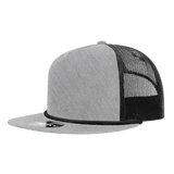 Decky 5 Panel High Profile Relaxed Cotton Blend Trucker w/Rope | Decky 6041 Heather Grey/Black Standard