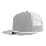 Decky 5 Panel High Profile Relaxed Cotton Blend Trucker w/Rope | Decky 6041 Heather Grey/White Standard