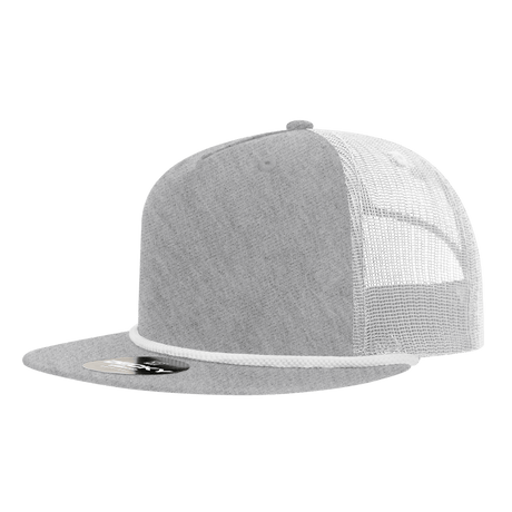 Decky 5 Panel High Profile Relaxed Cotton Blend Trucker w/Rope | Decky 6041 Heather Grey/White Standard