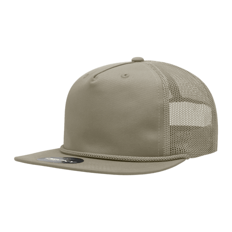 Decky 5 Panel High Profile Relaxed Cotton Blend Trucker w/Rope | Decky 6041 Khaki Standard