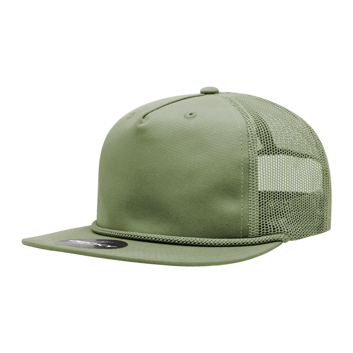 Decky 5 Panel High Profile Relaxed Cotton Blend Trucker w/Rope | Decky 6041 Loden Standard