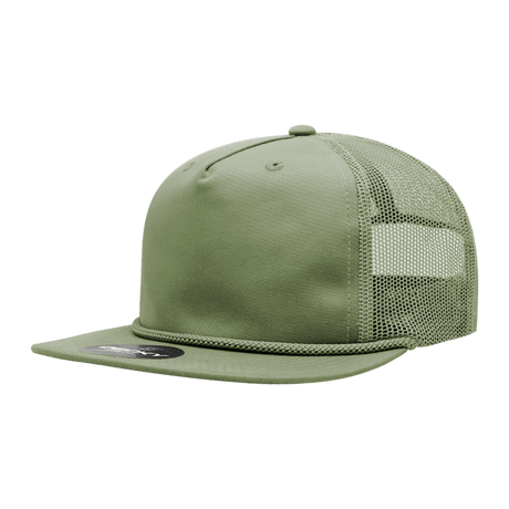 Decky 5 Panel High Profile Relaxed Cotton Blend Trucker w/Rope | Decky 6041 Loden Standard