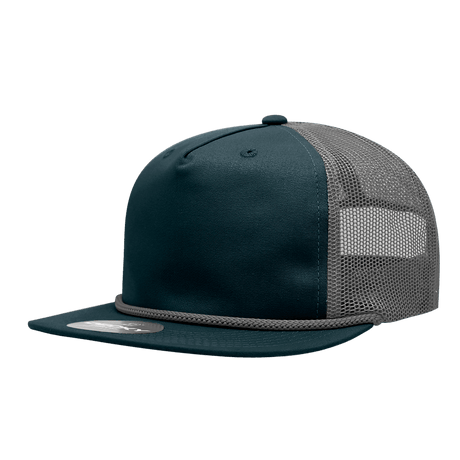 Decky 5 Panel High Profile Relaxed Cotton Blend Trucker w/Rope | Decky 6041 Navy/Charcoal Standard