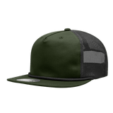 Decky 5 Panel High Profile Relaxed Cotton Blend Trucker w/Rope | Decky 6041 Olive/Black Standard