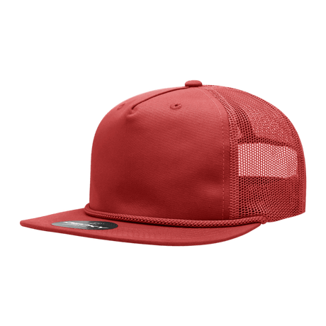 Decky 5 Panel High Profile Relaxed Cotton Blend Trucker w/Rope | Decky 6041 Red Standard